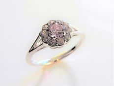 Sterling Silver Pink and White Topaz Gemstone Ring New with Gift Box