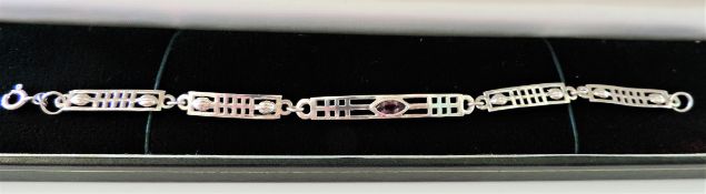 Mackintosh Style Sterling Silver & Amethyst Bracelet with Gift Box