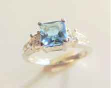 Sterling Silver 1.76 ct Blue & White Topaz Ring New with Gift Box