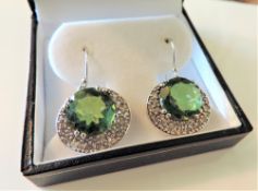 Sterling Silver 23ct Russian Diopside & Zircon Earrings New in Gift Box