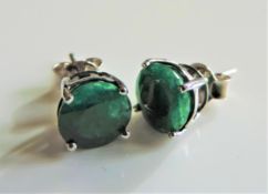 Sterling Silver 8mm Green Gemstone Earrings New with Gift Pouch