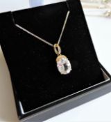 Gold on Sterling Silver 3ct Moissanite Necklace New with Gift Box