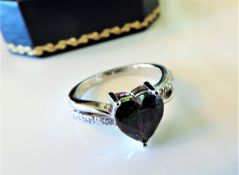 Sterling Silver 2ct Heart Mystic Topaz Ring New with Gift Box