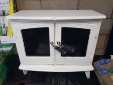 (R14F) Traditional Style Electric Heater / Fire In Cream. E5004. RHS Damaged. See Photo.