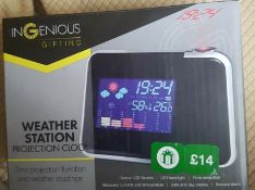(15) 11x Ingenious Gifting Weather Station Projection Clock RRP £14 Each. (All Units May Have RTM S