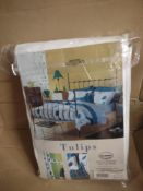 Colorol John Williams Tulip Design Tab Top Curtains 66 x72 RRP £30 B.