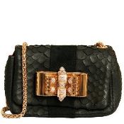 CHRISTIAN LOUBOUTIN Sweet Charity Pyton Black Mini Shoulder Bag