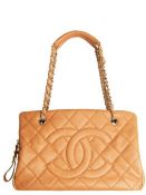 CHANEL Brown Kapitone Leather Large Tote Bag