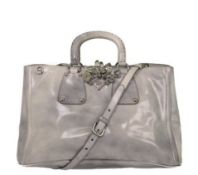 PRADA Crystal Embellished Vitello Shiny Leather Hand Bag
