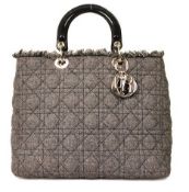CHRISTIAN DIOR Lady Dior Denim Large Hand Bag