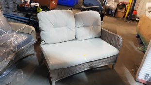 (R3) 1x LG 2 Seater Rattan Sofa & 3x Cushions (From Corner Sofa Set). Unit Appears As New. Believed