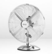 (1E) 2x Arlec 12” Chrome 4 Blade Metal Desk Fan RRP £45 Each. (All Units Appear As New, But With D