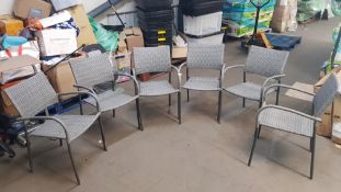 (Mz) 6x Grey Bambrick Rattan Stackable Chairs