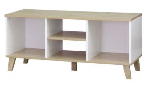 (2M) 2x Living Elements Clever Cube 3x1 Cube Storage Unit With Divider Shelf & Wooden Legs. White /
