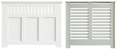 (2N) 2x Wilton And Virginia White Radiator Cabinet Items. 1x Large (L120x H90x D20cm). 1x Small (L1