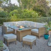 1x Hartman Bali Corner Garden Sofa Fire Pit Set RRP £1650 (When Complete). 7 Seater Sofa, Hand Wove