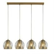 (2N) 1x Searchlight Conio 4 Light Pendant (8274-4SB). Satin Brass / Clear Glass.