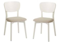 (P2) 2x Nordic Kira Panel Back Dining Chairs RRP £125. Upholstered Seat, European Solid Beach. (H85