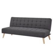 (P1) 1x Click Clack Kelly Sofa Bed Grey RRP £200. (H81x W180x D86cm). Wooden Frame With Solid Birch