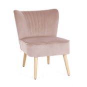 (2O) 1x Occasional Chair Dark Blush. Velvet Fabric, Rubberwood Legs. (H72x W60x D70cm)