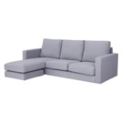 (P) 1x Corner Chaise Sofa Grey RRP £400 When Complete. Unit Appears Clean, As New (Damage To Box).