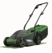 (1C) 1x Powerbase 32cm 1200W Electric Rotary Lawnmower RRP £50. (New, Sealed Item With Box Damage).