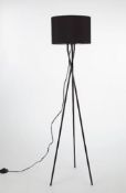 (3D) 3x GH Lighting Items. 1x Black Curved Floor Lamp RRP £35. 1x Tripod Floor Lamp Black. 1x Trip