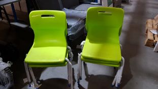 (2O) 5x Lime Green Plastic / Metal Stackable Chair.