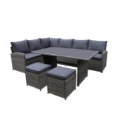 (P2) 1x Matara Corner Sofa Dining Set Grey RRP £700. Set Includes Sofa With Seat And Back Cushions