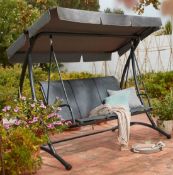 (1A) 1x 3 Seater Swing RRP £250. Powder Coated Steel Frame. (H165x W221.5x D130cm)
