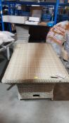 (R3) 1x Bramblecrest Cocoons Rattan Riser Table. Handcrafted Synthetic Woven Rattan With Shelf Area