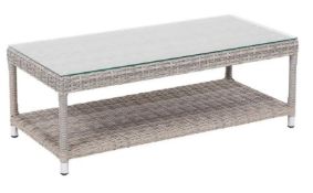 (2I) 1x Hartington Florence Collection Sofa Set Coffee Table. Powder Coated Aluminium Frame. Hand W