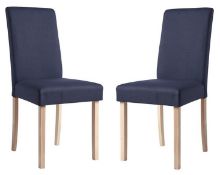 (2L) 2x Marcy Dining Chair Midnight. Fabric Cover. Solid Rubberwood Legs. (H96x W445x D54.5cm)