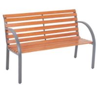 (1F) 1x Alfresca Garden Park Bench RRP £60. Powder Coated Steel Frame. FSC Certified Eucalyptus Wo