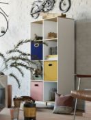 (1C) 1x Living Elements Clever Cube 2x4 Tall Cube Storage Unit With Wooden Legs RRP £80. White & O