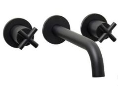 (3B) 2x Items. 1x Bathstore Noir Wall 3 Hole Mounted Basin Mixer Tap Matte Black RRP £250. 1x Bath