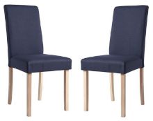 (2N) 2x Marcy Dining Chairs Midnight. Fabric Cover, Solid Rubberwood Legs. (H95x W44.5x D54.5cm)