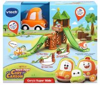 (11F) 10x Items. 1x Vtech Toot-Toot Cory’s Super Slide (Appears As New). 1x Kid Connection Tea Set.