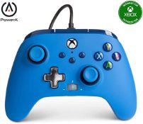 (13C) 2x Power A Xbox Enhanced Wired Controller RRP £29.99 Each. (1x Emerald, 1x Blue).