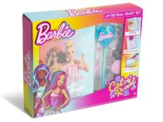 (11C) 2x Barbie Items. 1x Glitter Hair Deluxe Styling Head. 1x Colour Reveal UV Reveal Diary Set.