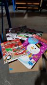 (7O) Approx 32x Mixed Christmas Items To Inc Holographic Colouring Set. Santa Stop Here Signs. Make
