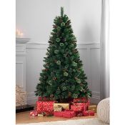 (10I) 2x GH Pine Cone & Berry Tree Pre Lit 6fy (1.8M) RRP £50 Each.