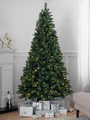 (10L) 1x GH Silver Glitter Tip Tree Pre Lit 7.5ft (2.25M) RRP £100.