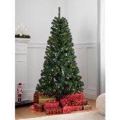 (10H) 4x Items. 2x GH Green Tree Pre Lit 6ft (1.8M) RRP £25 Each. 2x GH Black Tree Pre Lit 6ft (1.8
