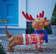 (7O) 3x Sausage Dog With Antlers Light Mains Operated RRP £25 Each.