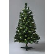 (10H) 7x Items. 5x Green Tree Pre Lit 4ft (1.2m) Rrp £15 Each. 2x GH Cashmere Pine Cone & Berry Tre