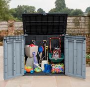 (P) 1x Keter Store It Out Midi 845L RRP £175. (H110x W130x D74cm). Sealed Unit With Some Damage To