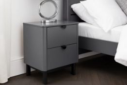 (4K) 1x Chloe 2 Drawer Bedside Table Storm Grey RRP £166. (H53x W46x D34cm)