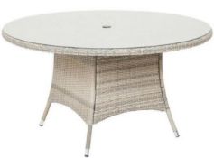 (P) 1x Hartington Florence 6 Seater Rattan Dining Table. Complete, With Fixings. (Damage To Box).