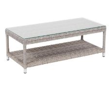 (8D) 1x Hartington Florence Collection Rattan Coffee Table With Toughened Glass Top.